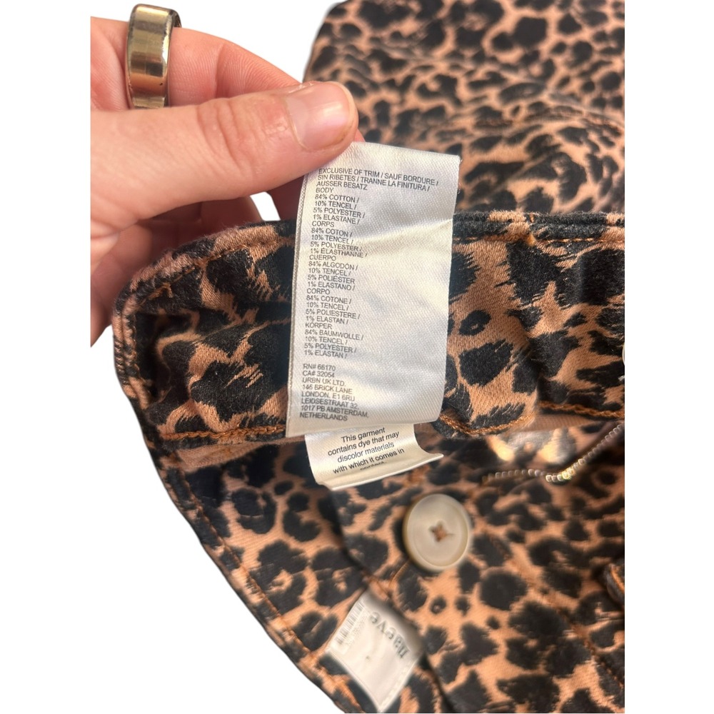 Maeve Anthropologie The Colette Leopard Print Wide-Leg Cropped Jeans Tan 26 - Picture 5 of 7